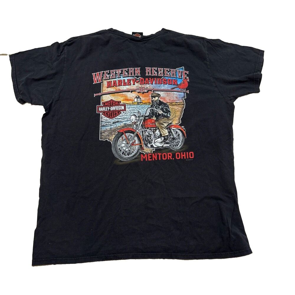 Western Reserve Harley Davidson Shirt Mentor Ohio Back Graphic Gray 2XL XXL